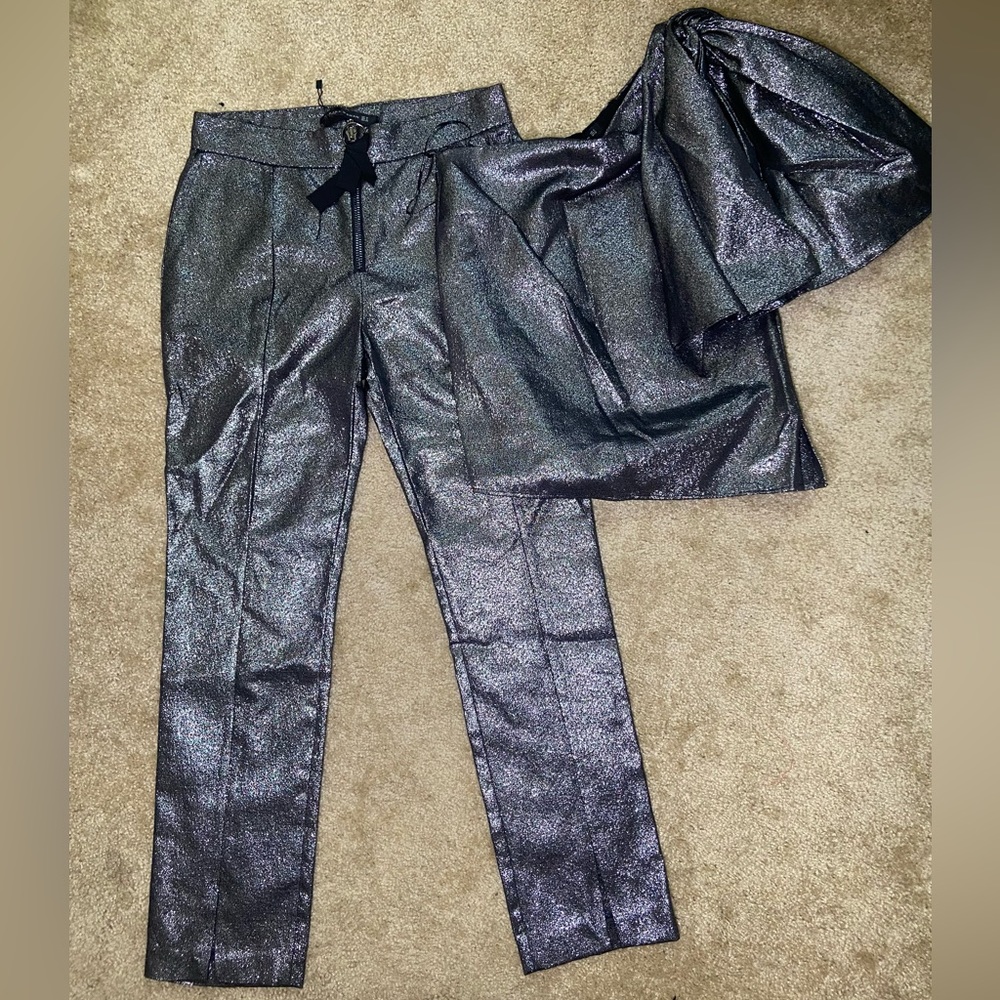 Zara metallic silver set, size medium